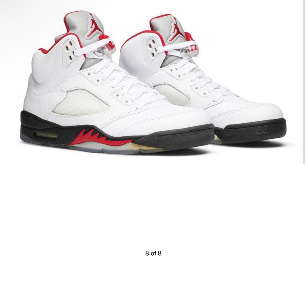 Nike air jordan 5 fire red white sneakers